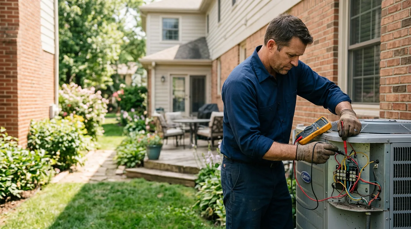 HVAC technician working near Grimes, IA